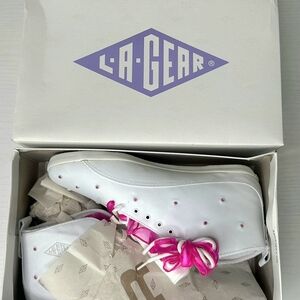 RARE 1993 LA Gear NEW White Pink Strass Sneakers Women 6.5 NIB Vintage 90s